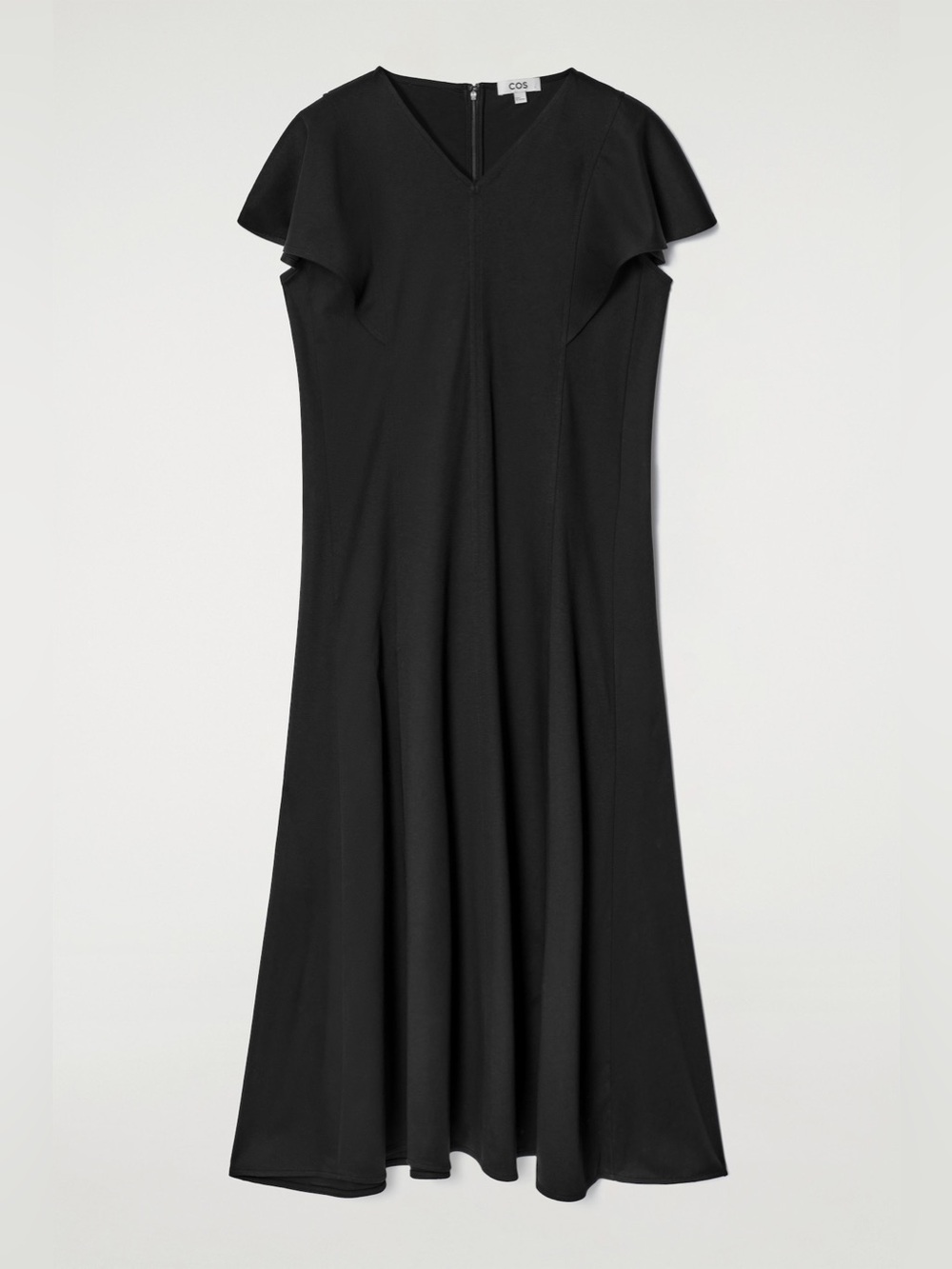 NWOT - COS Petal-Sleeve Cotton Midi Dress in Black - Size S